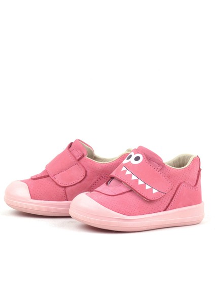 Dino Hakiki Deri Pembe Yüksek Bilekli Bebek Ayakkabı