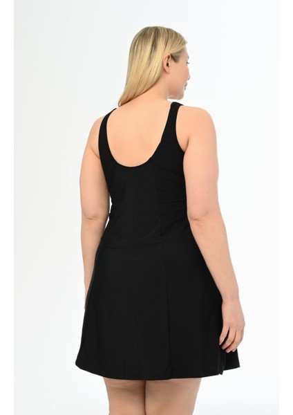 Kadın Siyah-Fuşya Büyük Beden Alesta Şortlu Elbise Mayo fırsatları