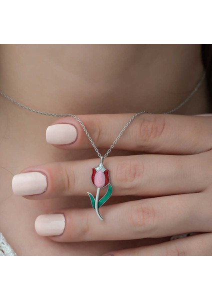 Gümüş Lale Bayan Kolye modelleri