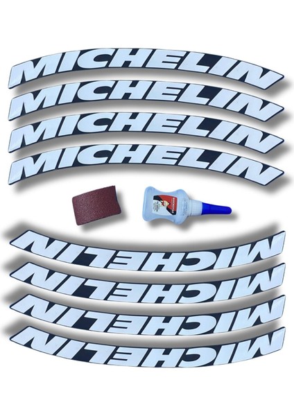 Michelin Motosiklet ve Otomobil Lastik Yazısı Kabartma Sticker Yapıştırma 8 Adet Set ASTSYN020