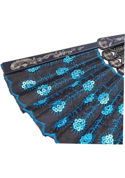 Yelpaze Şık Siyah Mavi Pullu Yelpaze 2 Adet modelleri