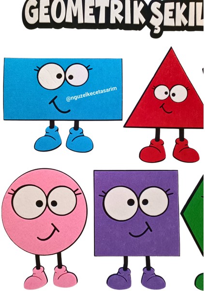 Keçe Geometrik Şekiller 6 Renk ve Ifadeli