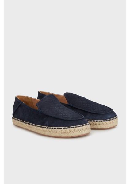 Deri ve Süet Karışımlı Hasır Detaylı Espadril Erkek Espadril 50541781 401