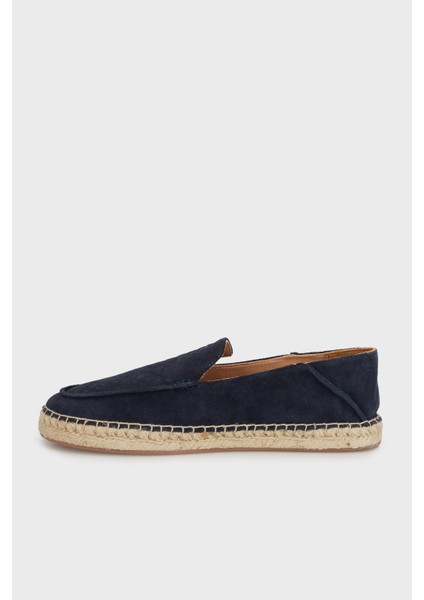 Deri ve Süet Karışımlı Hasır Detaylı Espadril Erkek Espadril 50541781 401
