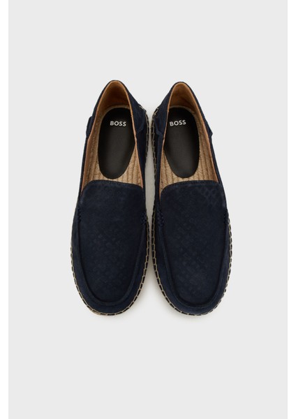 Deri ve Süet Karışımlı Hasır Detaylı Espadril Erkek Espadril 50541781 401