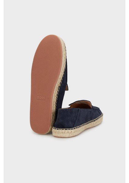 Deri ve Süet Karışımlı Hasır Detaylı Espadril Erkek Espadril 50541781 401