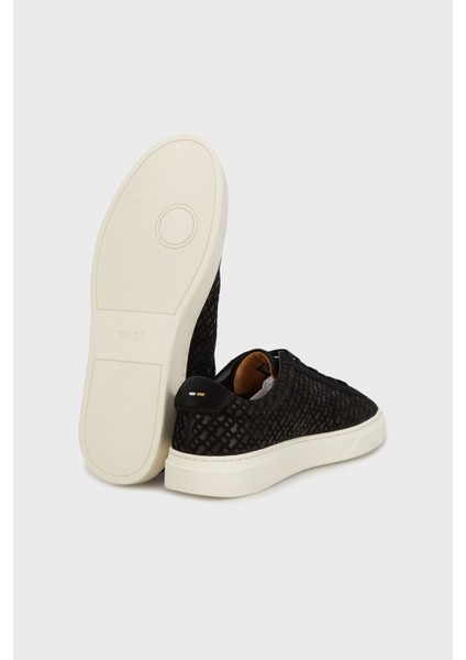 Logolu Deri ve Süet Karışımlı Sneaker Ayakkabı Erkek Ayakkabı 50542092 001 indirimleri