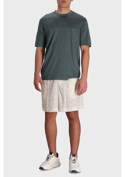 Comfort Fit Lastikli Bel Kartal Logolu Bermuda Short Erkek Short EM001846 AF15260 MB046