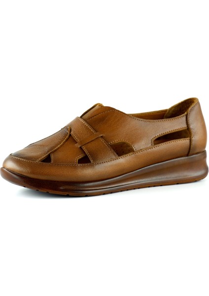 Aida Taba Deri Kesik Detaylı Lastikli Slip-On Günlük Ayakkabı