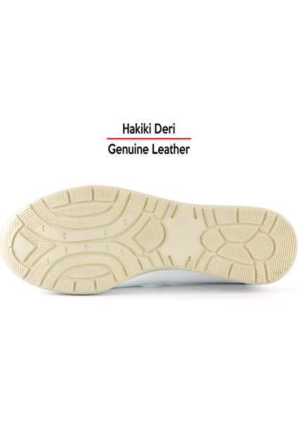 Aida Beyaz Deri Kesik Detaylı Lastikli Slip-On Günlük Ayakkabı