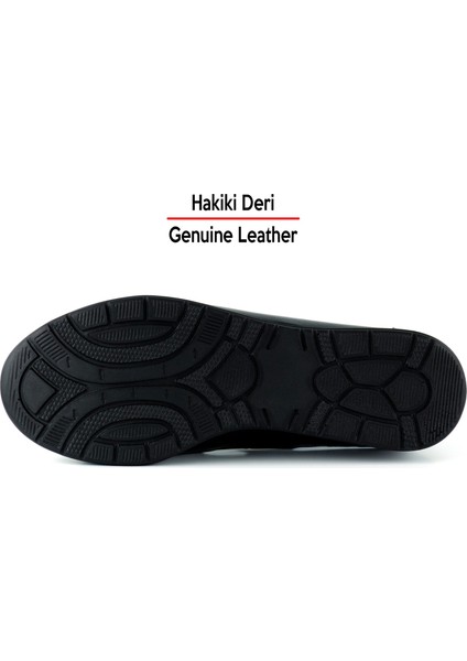 Aida Siyah Deri Kesik Detaylı Lastikli Slip-On Günlük Ayakkabı