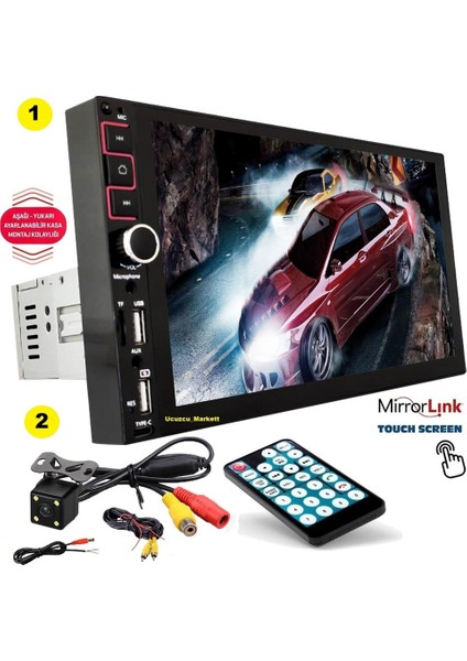 9 Inç Büyük Ekran Double Teyp (Şahın Tofaş Model) + 4 LED Gece Görüşlü Geri Vites Kamera Ikisi Bir Arada