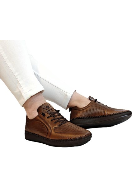 Z094 Taba Deri Lazer Işlemeli Bayan Ayakkabı fiyatları