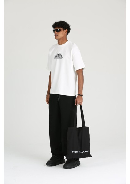Oversize Over Minimal Baskılı Erkek Rahat Kalıp 2 Iplik Tişört