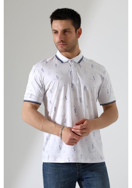 Erkek Yakası Çıt Çıt ve Fermuar Detaylı, Desenli Polo Yaka T-Shirt fiyatları
