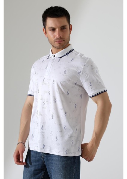 Erkek Yakası Çıt Çıt ve Fermuar Detaylı, Desenli Polo Yaka T-Shirt indirimleri