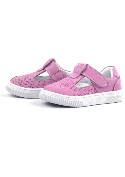 Bheem Hakiki Deri Pembe Cırtlı Bebek Sneaker Sandalet