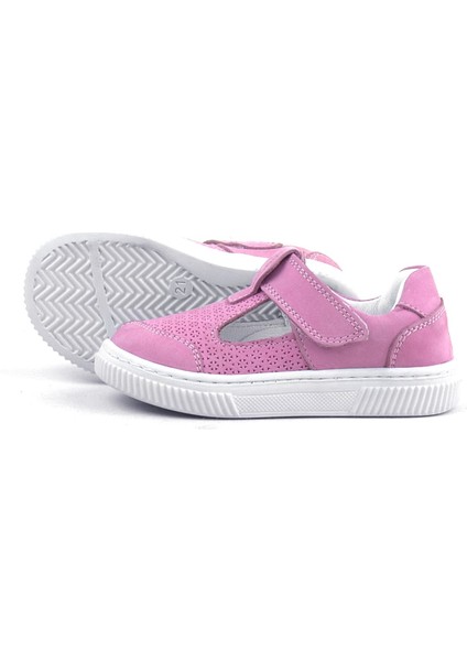 Bheem Hakiki Deri Pembe Cırtlı Bebek Sneaker Sandalet