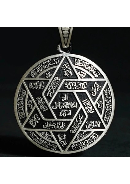 Gücün Sembolü Hz. Süleyman Mührü Gümüş Kolye Ismi Azam Duası
