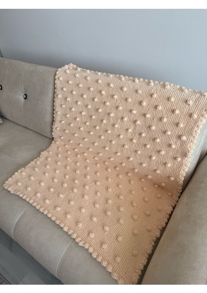 Peluş Kadife Ipten Bebek Battaniyesi El Örgüsü