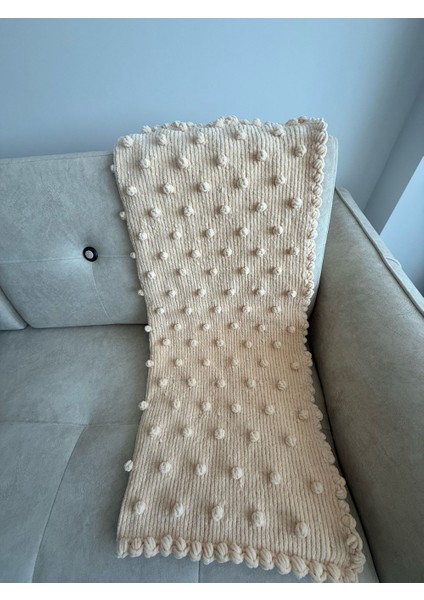 Peluş Kadife Ipten Bebek Battaniyesi El Örgüsü