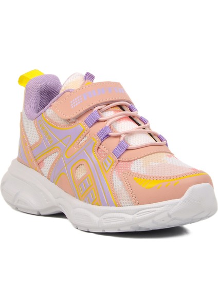Pudra-Lila Cırtlı Hafif Çocuk Spor Ayakkabı 2351 F