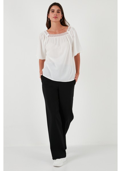 Güpürlü Regular Fit Kare Yaka Bluz Bayan Bluz 5869003 modelleri