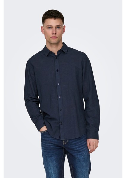 Onscaiden Keten ve Pamuk Karışımlı Slim Fit Gömlek Erkek Gömlek 22012321