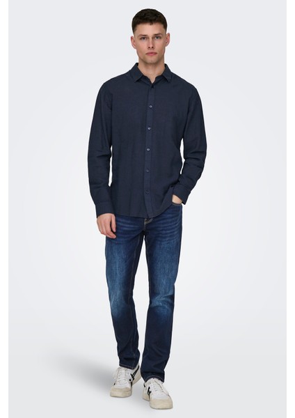 Onscaiden Keten ve Pamuk Karışımlı Slim Fit Gömlek Erkek Gömlek 22012321