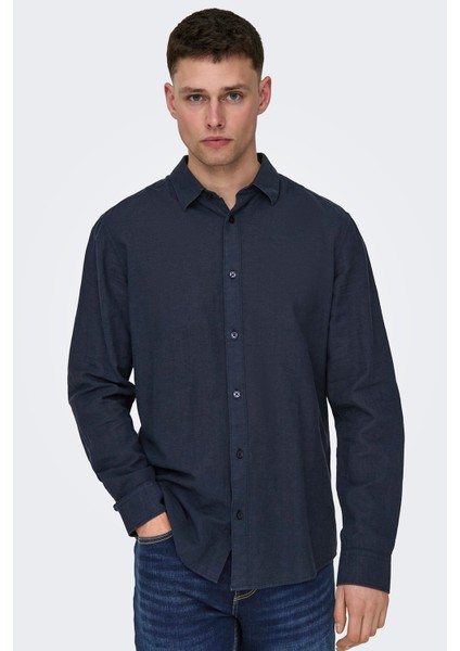 Onscaiden Keten ve Pamuk Karışımlı Slim Fit Gömlek Erkek Gömlek 22012321