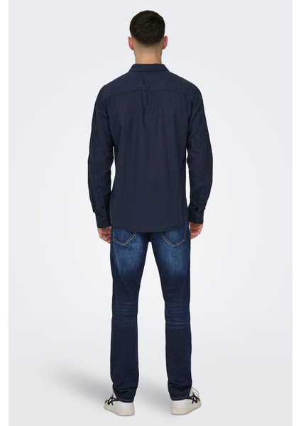 Onscaiden Keten ve Pamuk Karışımlı Slim Fit Gömlek Erkek Gömlek 22012321