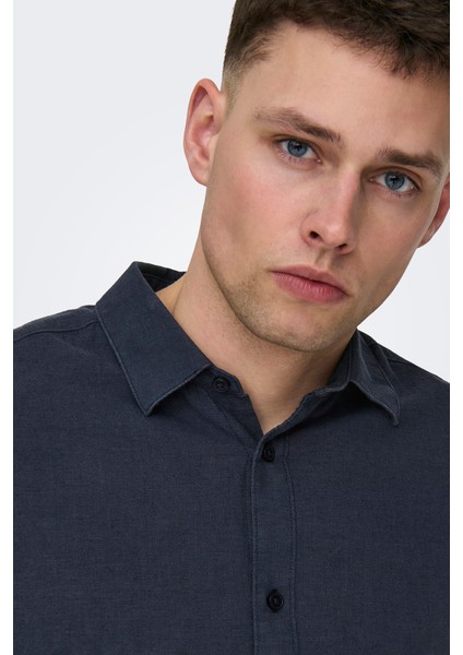 Onscaiden Keten ve Pamuk Karışımlı Slim Fit Gömlek Erkek Gömlek 22012321