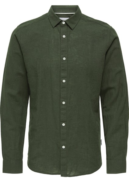 Onscaiden Keten ve Pamuk Karışımlı Slim Fit Gömlek Erkek Gömlek 22012321