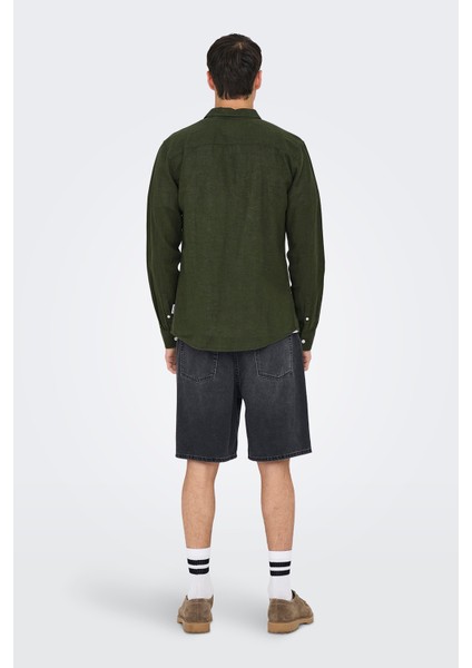 Onscaiden Keten ve Pamuk Karışımlı Slim Fit Gömlek Erkek Gömlek 22012321 indirimleri