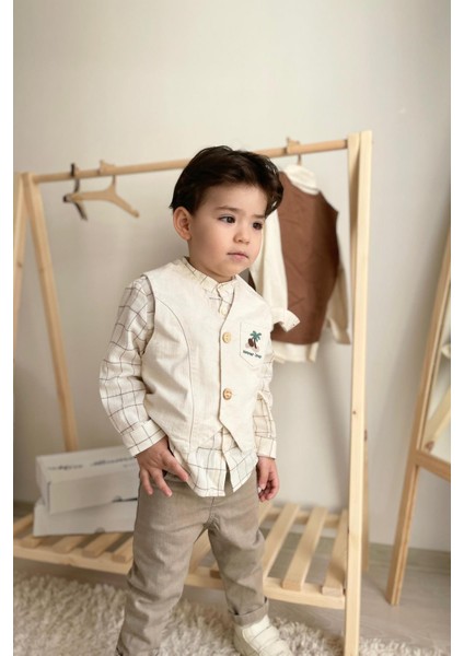 Gılberto 3'lü Erkek Bebek Takım Bej