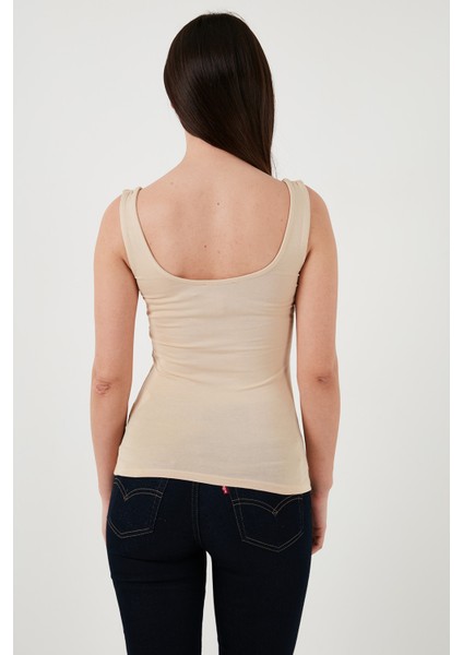 Streç Pamuklu Slim Fit Kare Yaka Kalın Askılı Atlet Bayan Atlet 25Y0266K1