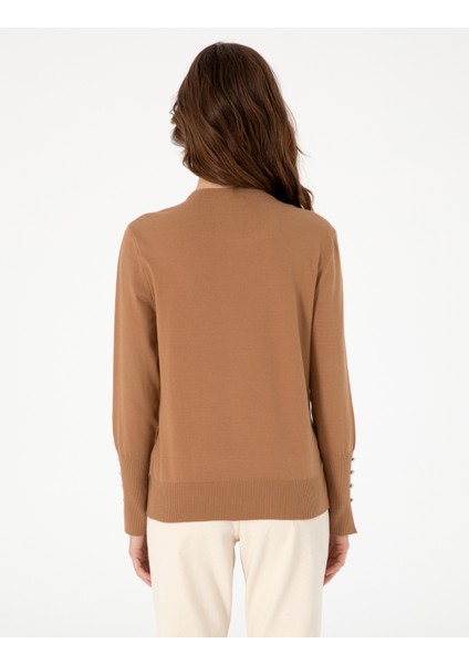 Kadın Camel Slim Fit Basic Kazak 50290566-VR015 indirimleri