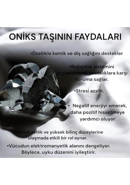 Oniks Doğal Taş Siyah Kalpli Model Kolye