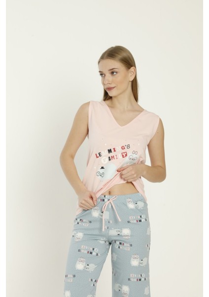 Kapri Pijama Takımı - Amerikan Pamuk - Yazlık Pijama takımı kadın , by RUBINA secret™