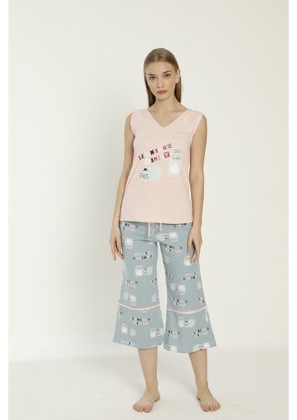 Kapri Pijama Takımı - Amerikan Pamuk - Yazlık Pijama takımı kadın , by RUBINA secret™