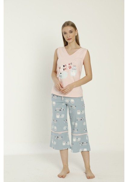 Kapri Pijama Takımı - Amerikan Pamuk - Yazlık Pijama takımı kadın , by RUBINA secret™