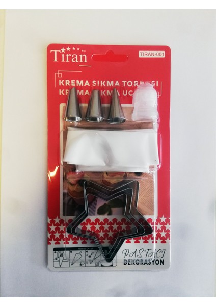 8 Parça Krema Sıkma Torbası Hamur Şekillendirici Yıldız-Kalp-Çiçek-Halka