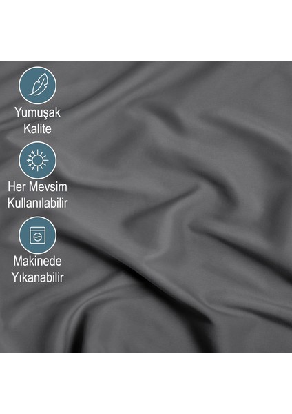 Mikrofiber Ekonomik Penye Lastikli Çarşaf Fitted Full Kenar Tek Kişilik Çarşaf Antrasit 160 x 200
