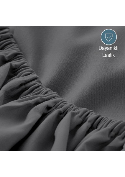 Mikrofiber Ekonomik Penye Lastikli Çarşaf Fitted Full Kenar Tek Kişilik Çarşaf Antrasit 160 x 200