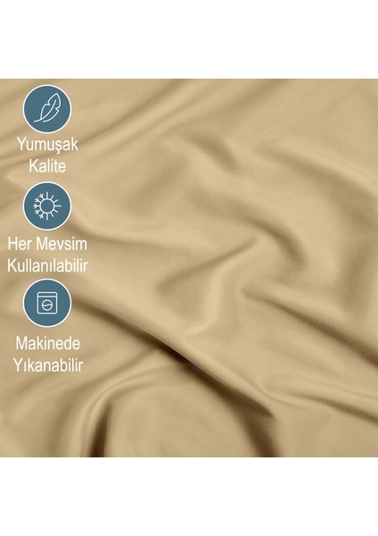 Mikrofiber Ekonomik Penye Lastikli Çarşaf Fitted Full Kenar Tek Kişilik Çarşaf Bej 160 x 200