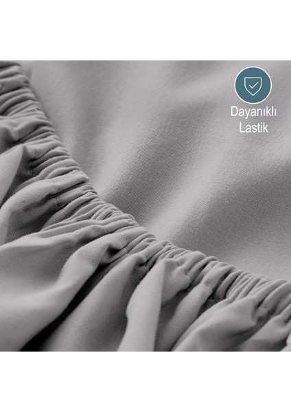 Mikrofiber Ekonomik Penye Lastikli Çarşaf Fitted Full Kenar Tek Kişilik Çarşaf Açık Gri 180 x 200