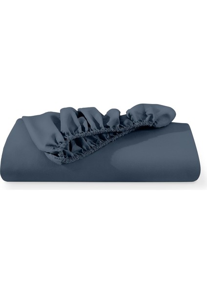 Mikrofiber Ekonomik Penye Lastikli Çarşaf Fitted Full Kenar Tek Kişilik Çarşaf Indigo 180 x 200