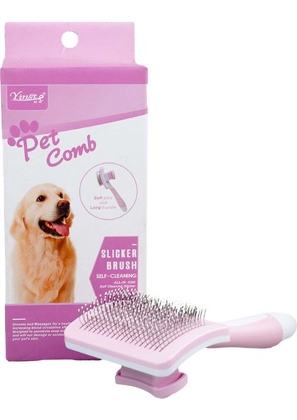 Ergonomik Tasarımlı Tel Uç Kedi Köpek Fırça Pembe Small Boy