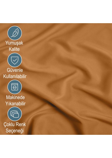 Mikrofiber Ekonomik Penye Lastikli Çarşaf Fitted Full Kenar Tek Kişilik Çarşaf Karamel 180 x 200