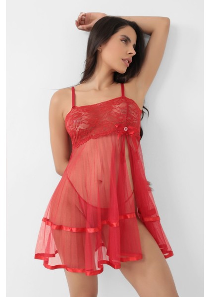 Kırmızı Şifon Pileli GECELIK-835 fırsatları